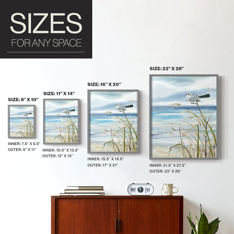 Impression encadrée Seaside Rest II - bois massif, H 10 po x l 8 po, Gris