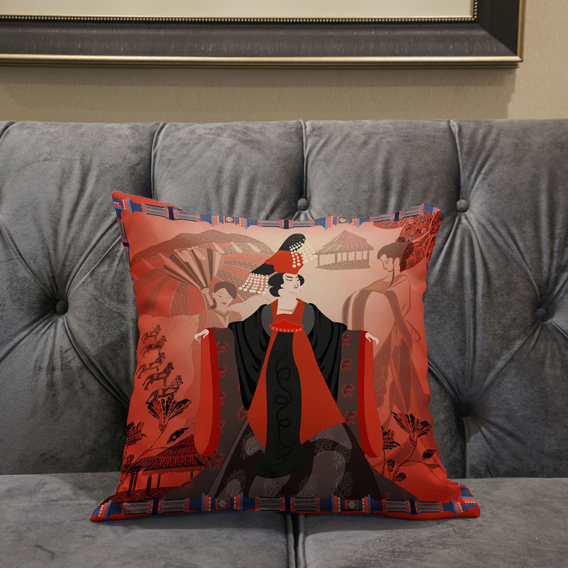 Housse et insert de coussin décoratif en polyester, 18 po x 18 po, Rose/noir
