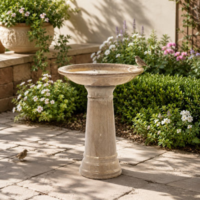 Bain d'oiseaux à piédestal en céramique pour jardin extérieur