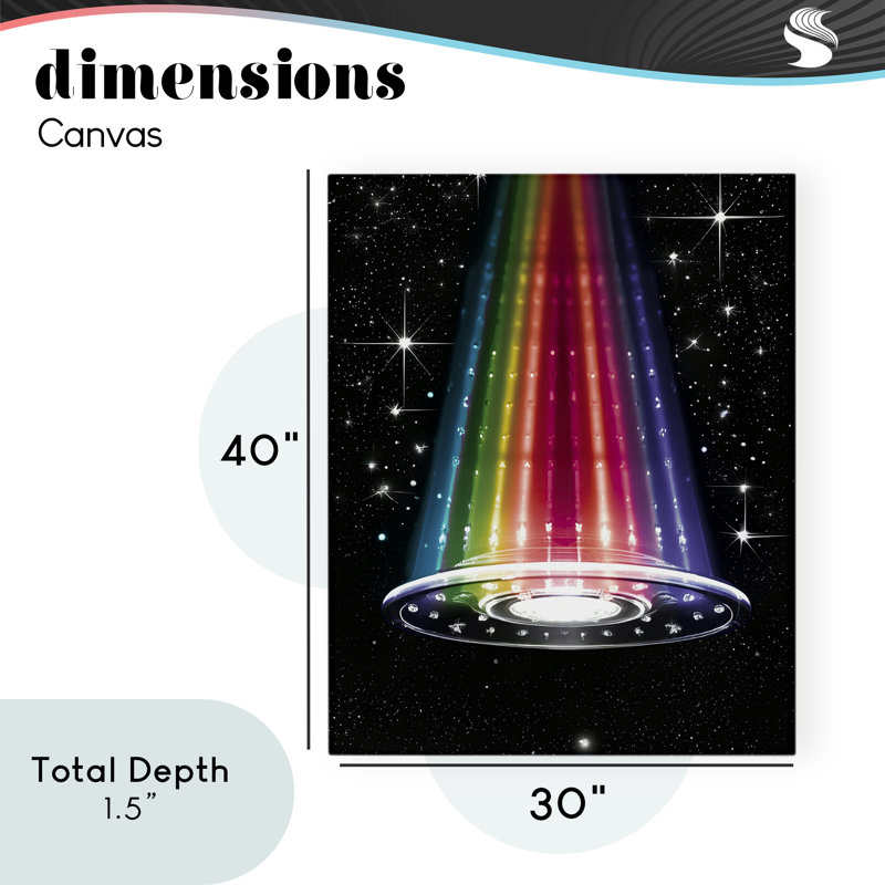 Rainbow Galaxy UFO, conception de Sasha, H 40 po x l 30 po