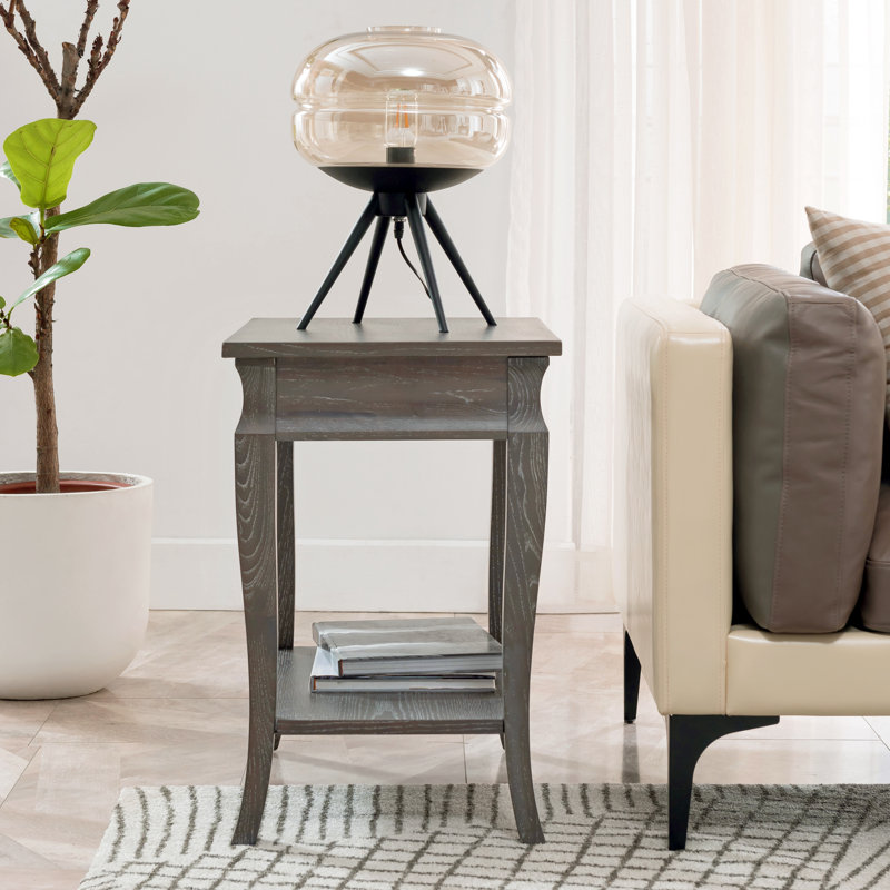 Luna Solid + Manufactured Wood Narrow Side Table, Gray Wash