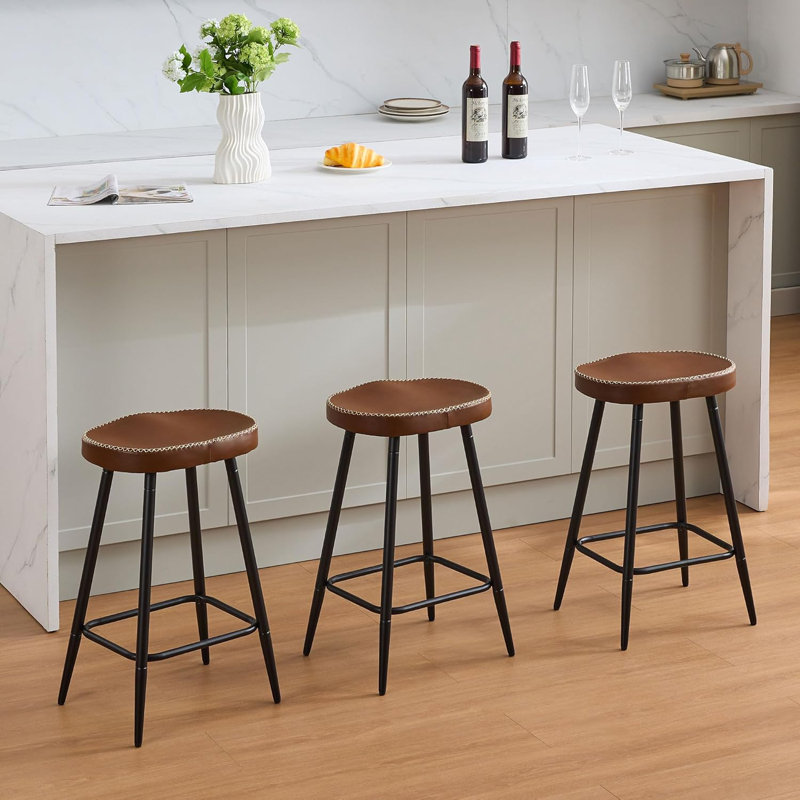 Tabourets de bar en bois, Brun, 3, Tabouret de comptoir (siège d’une hauteur de 24