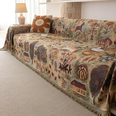 Retro Sofa Cover Throw - Chenille Fabric