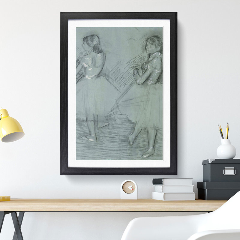 Study of Ballet Ballerina Dancers Vol.2 by Edgar Degas - Picture Frame Painting, 65cm H x 48cm W x 2cm D, Black Framed