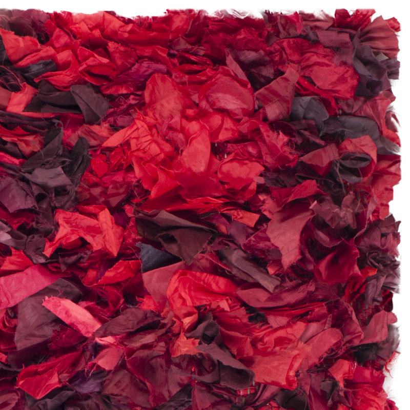 Godsey Handmade Shag Red Area Rug, Rectangle 2'6" x 4'