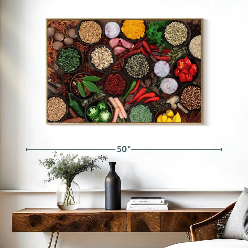 Épices fraîches, Cadre flottant en bois naturel, 40 po x 27 po