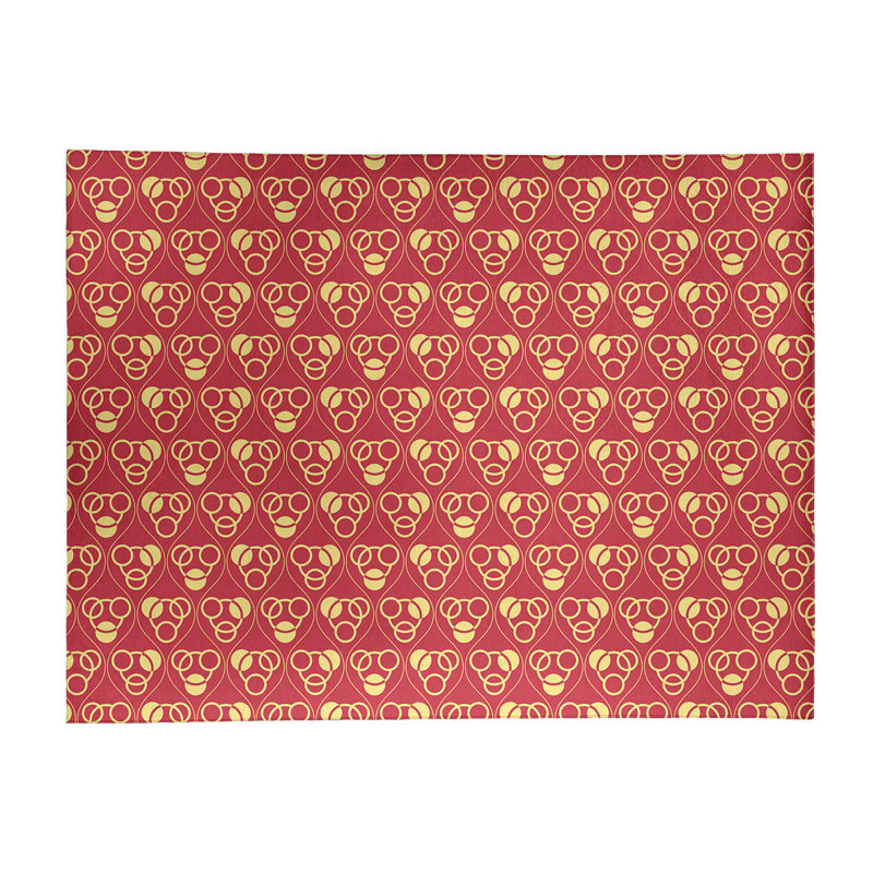Tapis de zone rouge/orange cercles/vagues, Rectangle 9 pi x 12 pi