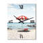 Parasol de plage rouge côtier II - Horloge murale nautique et de plage-99631336