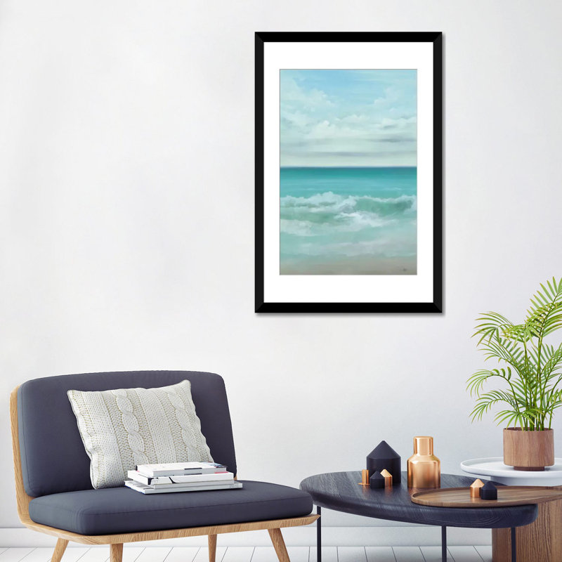 « aqua marine », impression sur toile, H 24 po x l 16 po x P 1 po, Papier d'art encadré noir, Blanc