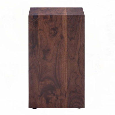 Compact 20" Modern Geometric Natural Wood Grain Pedestal End Table