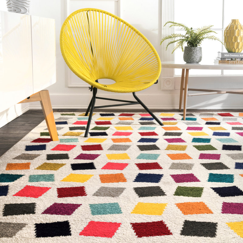 Baynard Kaleidoscope Geometric Multi/Yellow/Blue/Pink Area Rug, Rectangle 8' x 10'