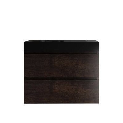 Lavabo sophistiqué en quartz noir mat avec trop-plein pour salle de bain intégrée