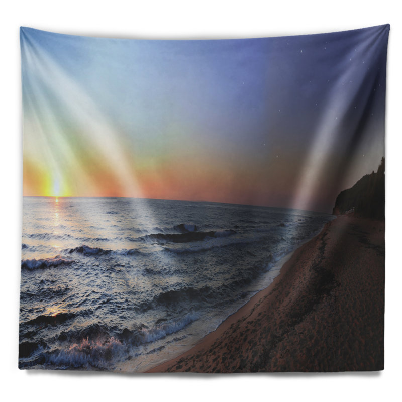 Tapisserie Seashore Sunset Beach Panorama, H 50 po x l 60 po
