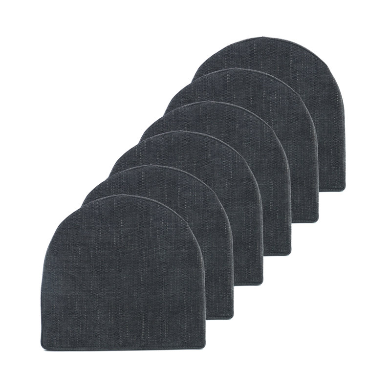 Coussins de chaise d'intérieur haute densité en mousse à mémoire de forme avec attaches, Noir, 6