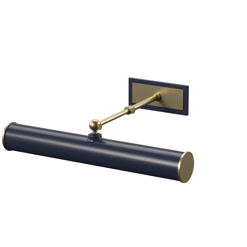 Aged Brass & Navy Dual Light Dimmable Picture Wall Light with Plug