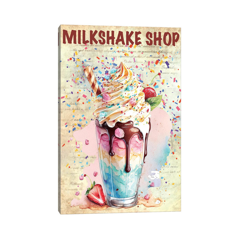 Milkshake Shop - reproduction d'art murale - toile encadrée, H 26 po x l 18 po, Toile tendue, Ne s’applique pas