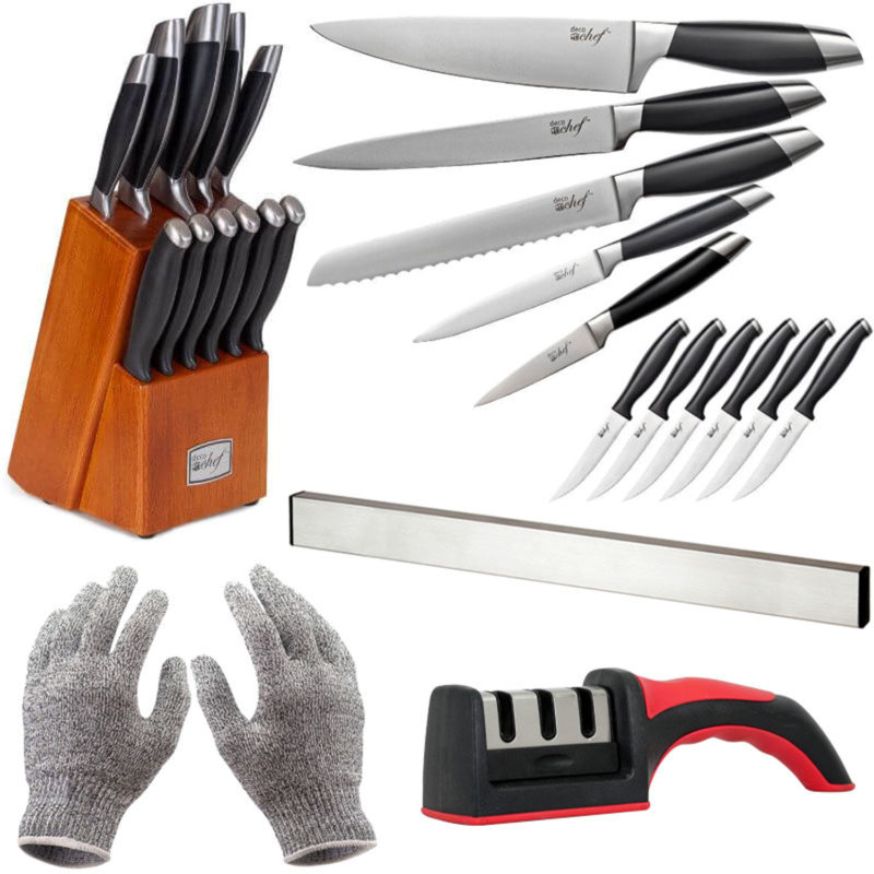 Deco Chef Stainless Steel Knife Block Set