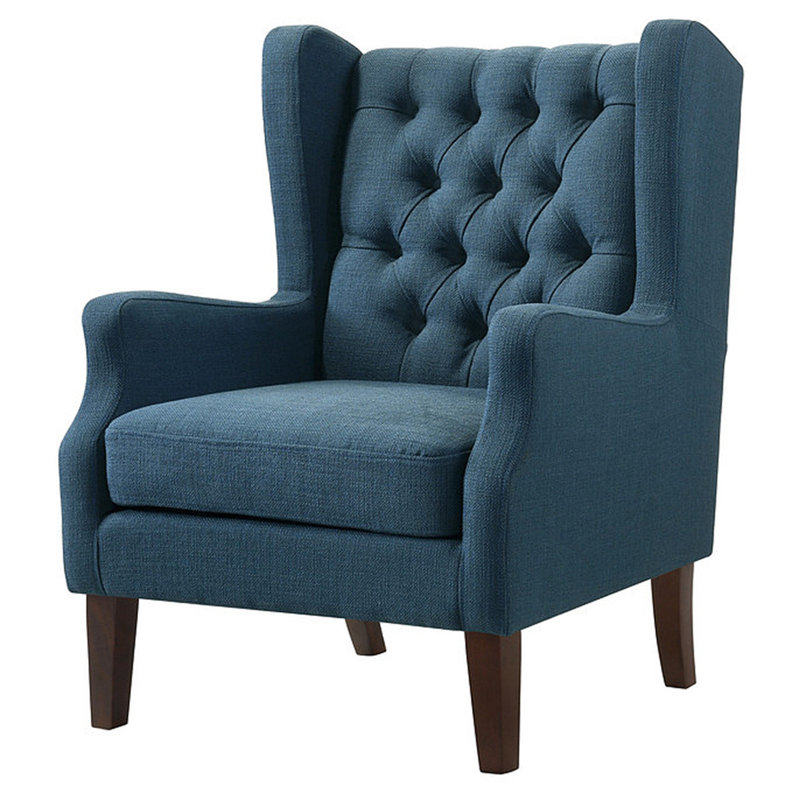 Fauteuil rembourré Bekka l 30,59 po, Lin bleu