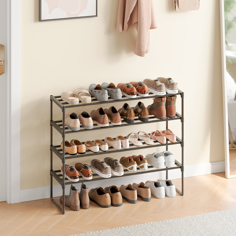 Bladwell 10 Pair Shoe Rack, 188cm H x 233cm W x 77cm D, Black
