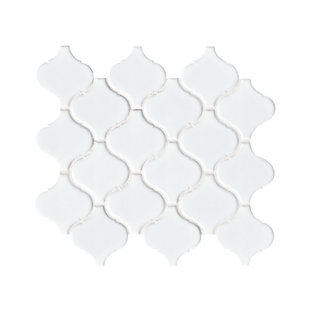 Silica White Lantern 9 in. x 11 in. Glossy Porcelain Mosaic Floor and Wall Tile Ackland