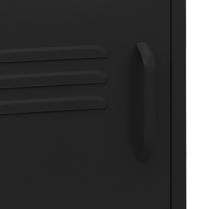 VidaXL Nightstand Steel Medium Adjustable Feet Nightstand, Black, Set of 2