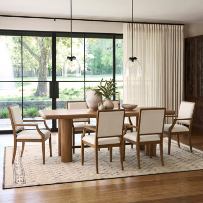 Rexton Modern Style Rubberwood Upholstered Arm Dining Chair with Curved Back for Dining Room