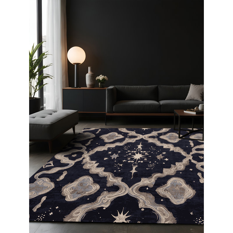 Tapis mauve soyeux et moelleux, Carré 8 pi