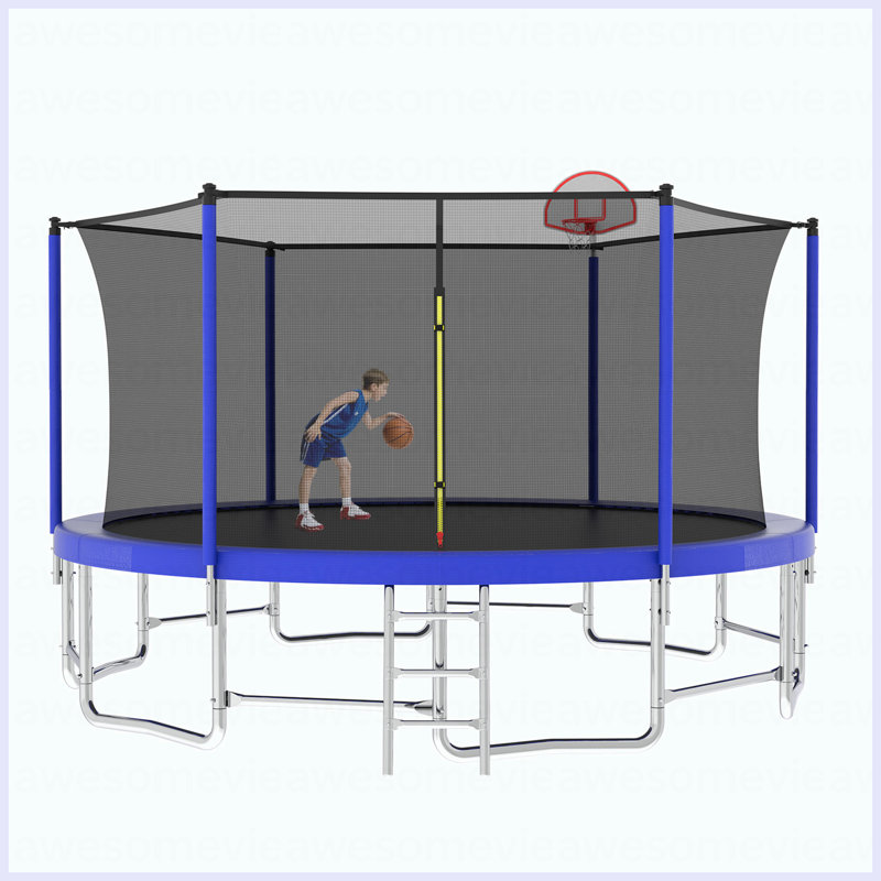 15 pi pour les enfants et les enfants avec filet de sécurité pour trampoline, Bleu