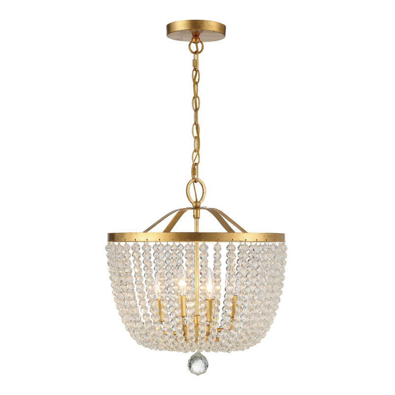Conway Wrought Iron 4-Light Chandelier, Or antique