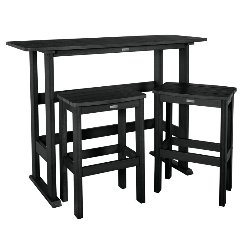 Arbnora 2 - Person Patio Dining Set with Rectangular Table, Black