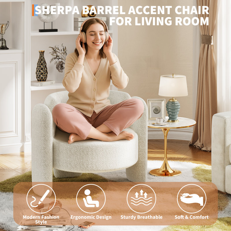 Upholstered Accent Chair, White