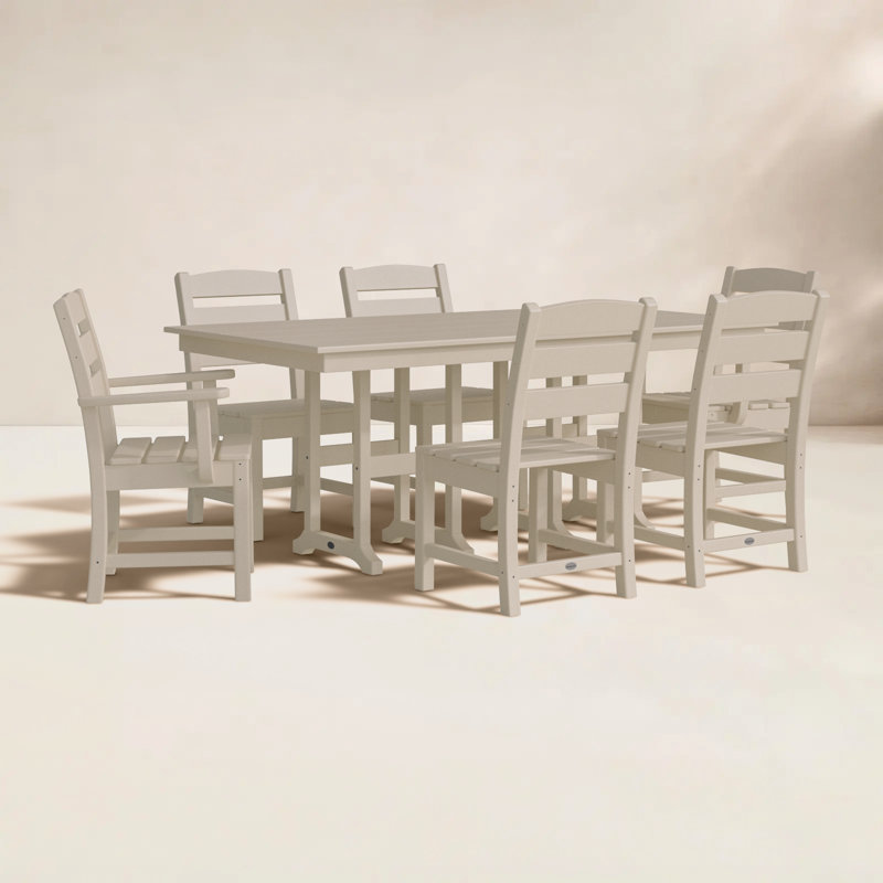 Lakeside 7-Piece Farmhouse Dining Set, Sand