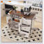 Chariot pour îlot de cuisine polyvalent avec plateau de table pliable, abattant et grand espace de rangement - Bar à déjeuner mobile sur roulettes