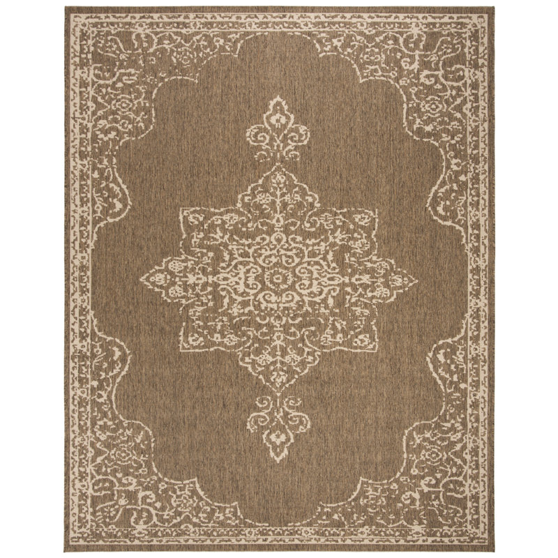 Danya Oriental Cream/Beige Indoor/Outdoor Area Rug, Rectangle 9' x 12'