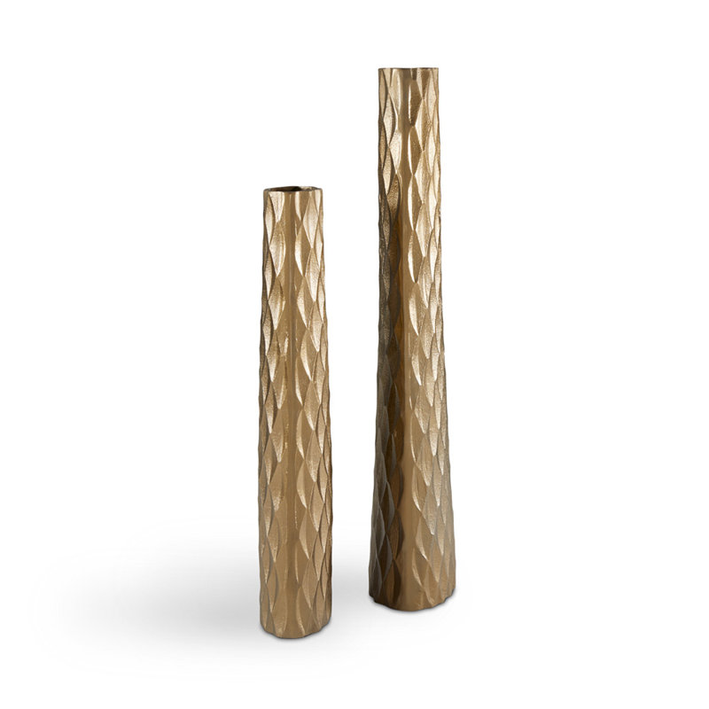 Ensemble de 2 vases de plancher en aluminium, Laiton antique