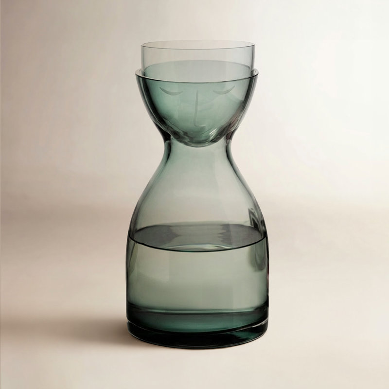 Mr. Mrs. 2 - Piece Carafe Set, 7.75" H x 4.25" W x 4.25" D, Green