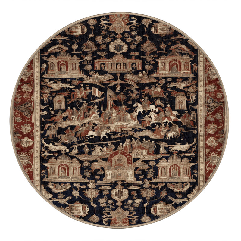 Tapis brun lavable à la machine, Rond 4 pi