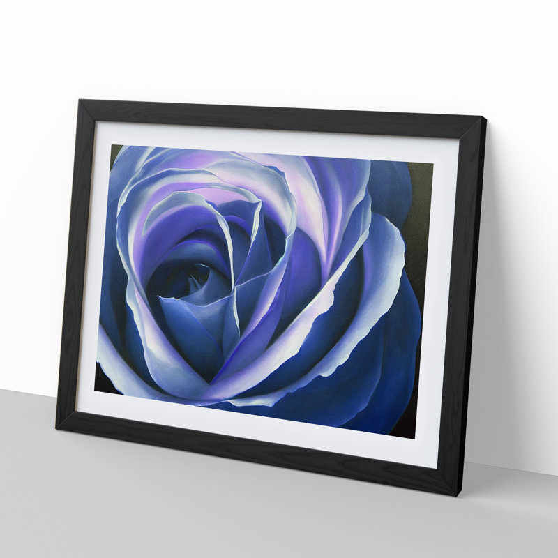 Pristine Rose Flower 1 Piece Single Picture Frame Wall Art, 46cm H x 64cm W x 2cm D, Black Framed