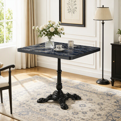 Square Sintered Stone Tulip Table with Cast Iron Base