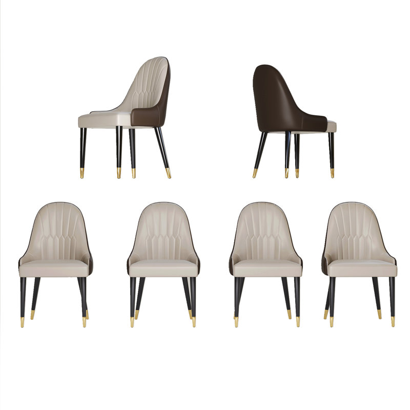 Chaise d'appoint rembourrée en similicuir Frania, Brun foncé / beige, 6