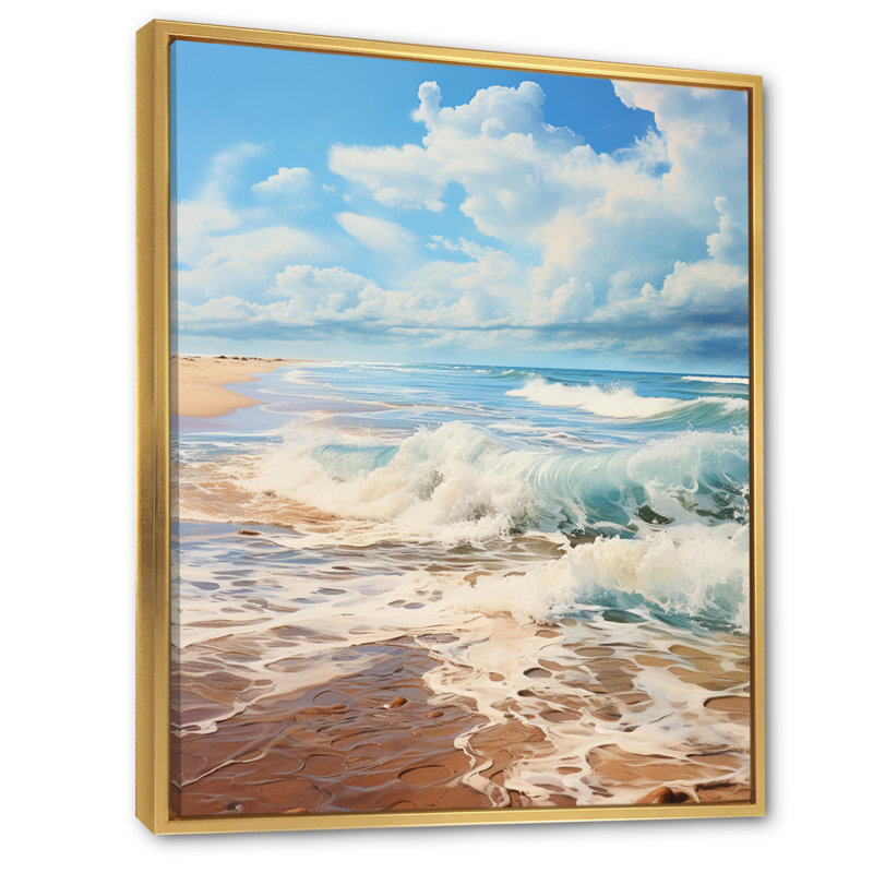 Paysage de plage minimaliste IV, H 44 po x l 34 po x P 1,5 po, Cadre flottant doré