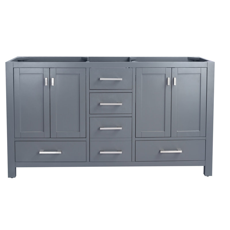 Base de meuble-lavabo double 59,1 po seulement en gris, gris