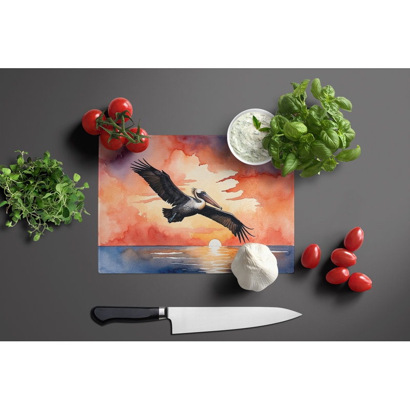 Pelican Fiery Sunset Glass Cutting Board