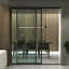 Paravent à panneau coulissant en verre transparent - Structure en aluminium avec technologie Silent Glide-49164654-126699390-49164653
