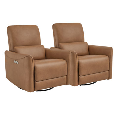 Nikolas Santo Genuine Leather Swivel Power Recliner