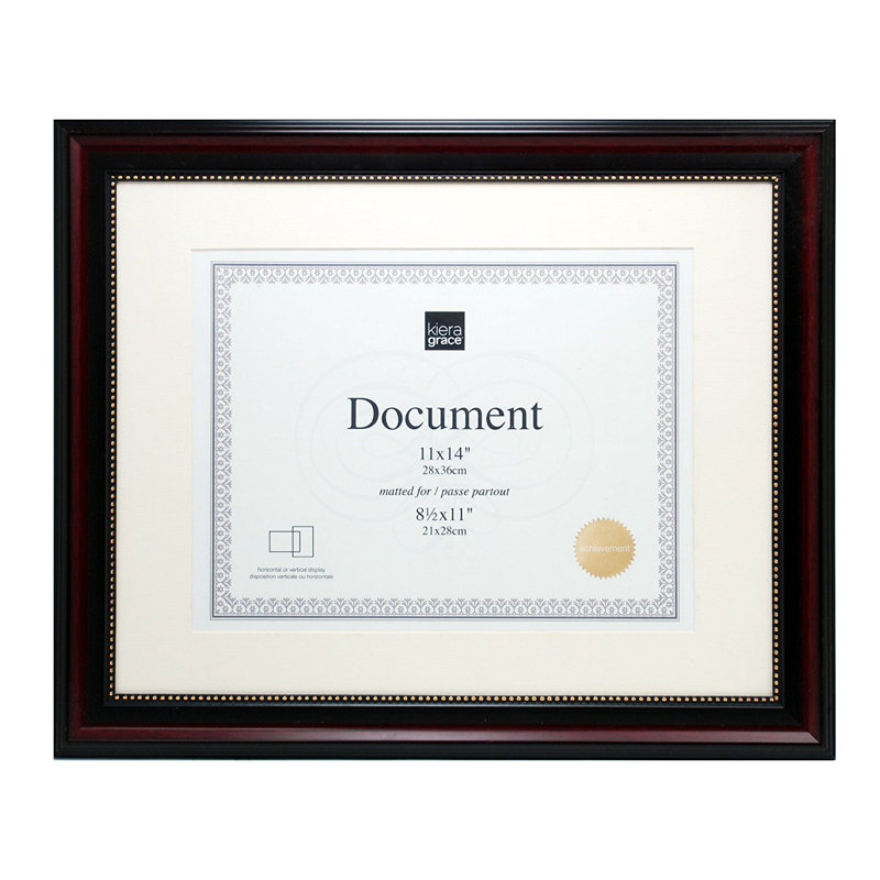 Classic Dark Brown and Gold Beaded Document Frame