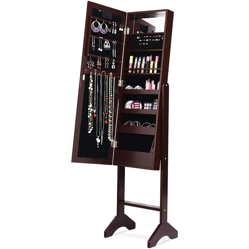 Armoire à bijoux avec miroir, Brun