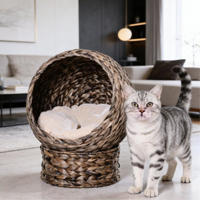 Cat Egg Chair Elevated Bed Rotating Basket Soft For Cats Under 11 Lbs Gray Steel Wire Structure With And Fabric Cushion Suitable Flannel