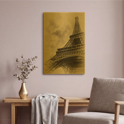 «Parisian Spirit» par Sebastien Lory, art mural en métal doré, 16 po x 24 po