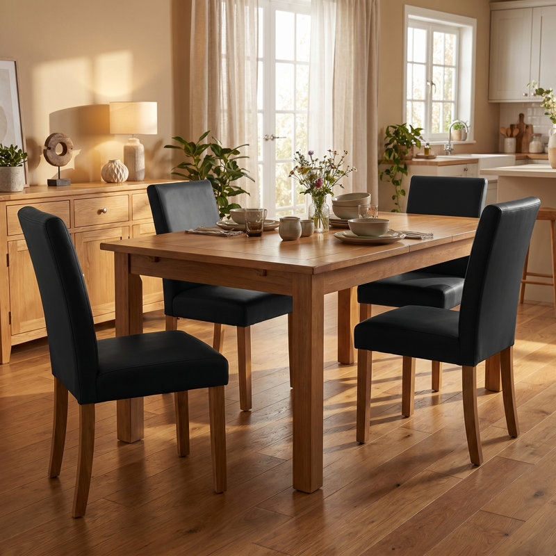 Chaise de salle à manger rembourrée moderne, chaise de cuisine Parsons en similicuir, chaise d'appoint à haut dossier avec pieds en bois massif